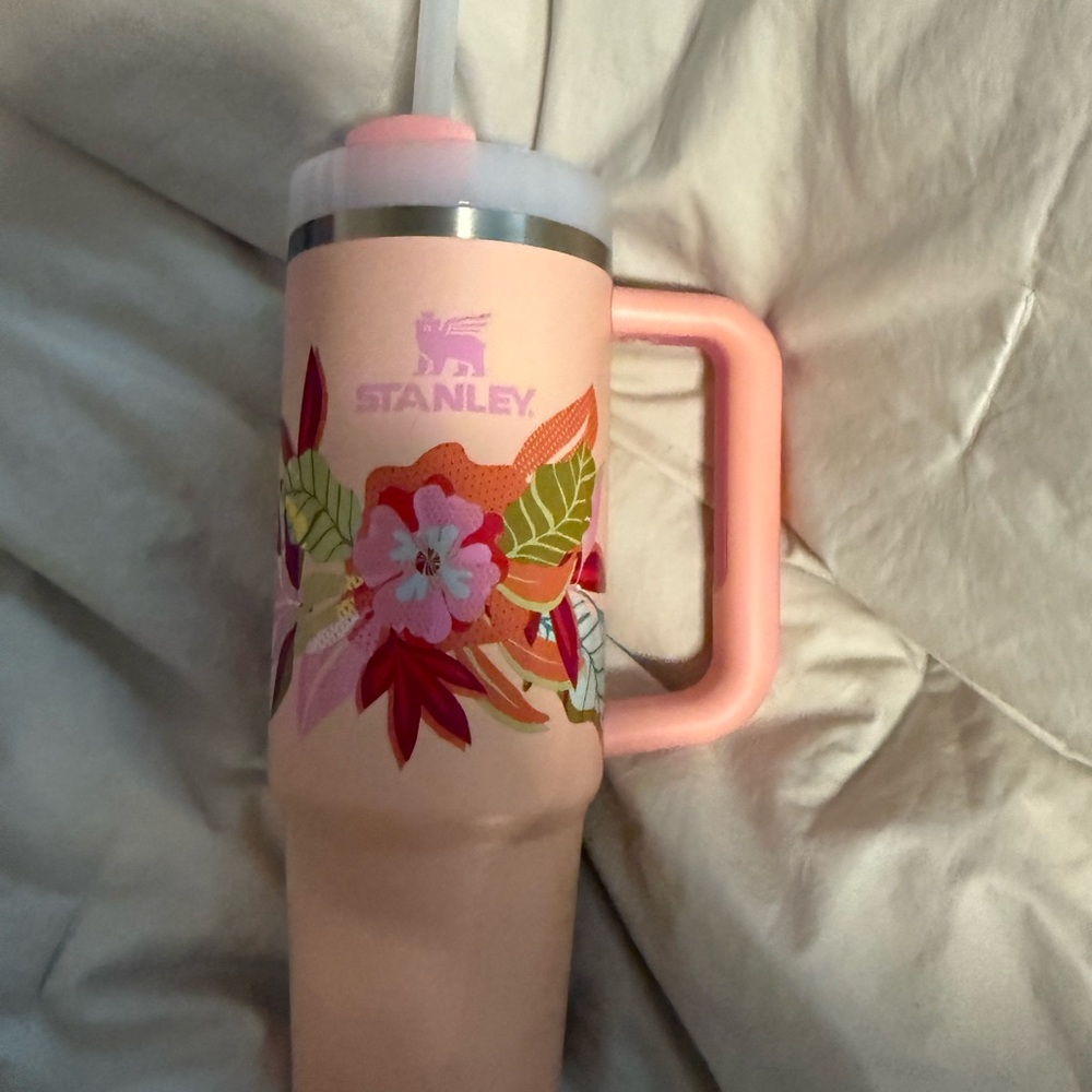 Stanley Pink and Green Floral Water Bottle